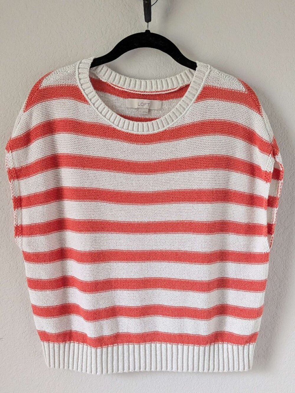 EUC -- Ann Taylor LOFT Cap Sleeve Striped Cotton Sweater - Size L